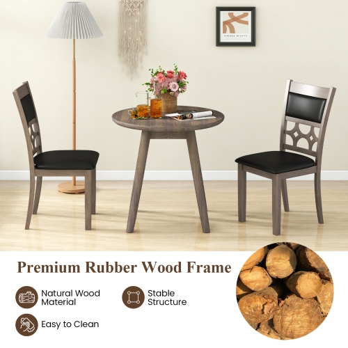 Costway Upholstered Dining Chair Set of 2 Armless Chair with Padded Backrest & Seat