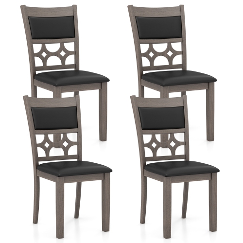 Costway Upholstered Dining Chair Set of 4 Armless Chair with Padded Backrest & Seat