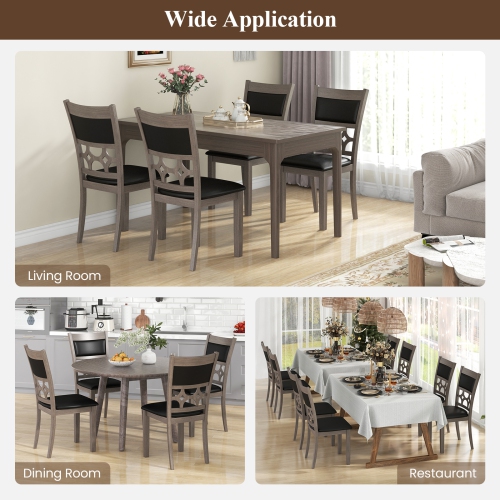 Costway Upholstered Dining Chair Set of 4 Armless Chair with Padded Backrest & Seat