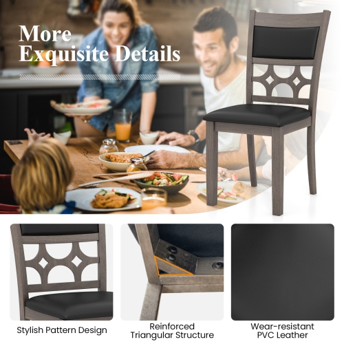 Costway Upholstered Dining Chair Set of 4 Armless Chair with Padded Backrest & Seat