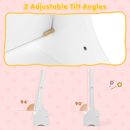 Costway Kids Vanity Set Princess Makeup Dressing Table & Chair Set with Jewelry Armoire