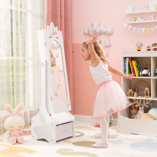 Ensemble coiffeuse princesse avec table et chaise et armoire à bijoux de Costway pour enfants