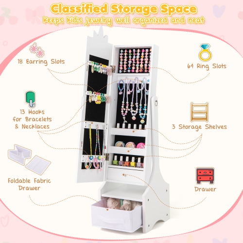 Ensemble coiffeuse princesse avec table et chaise et armoire à bijoux de Costway pour enfants