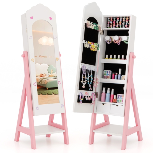 Ensemble coiffeuse princesse avec table et chaise et armoire à bijoux de Costway pour enfants