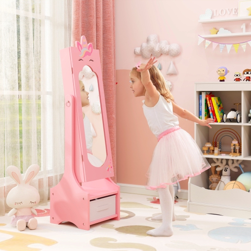 Ensemble coiffeuse princesse avec table et chaise et armoire à bijoux de Costway pour enfants