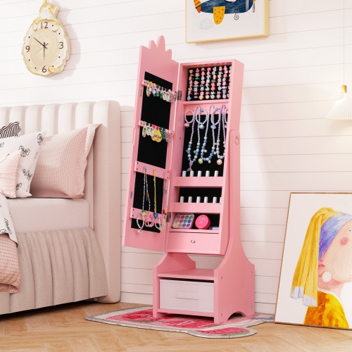 Ensemble coiffeuse princesse avec table et chaise et armoire à bijoux de Costway pour enfants