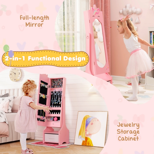 Ensemble coiffeuse princesse avec table et chaise et armoire à bijoux de Costway pour enfants