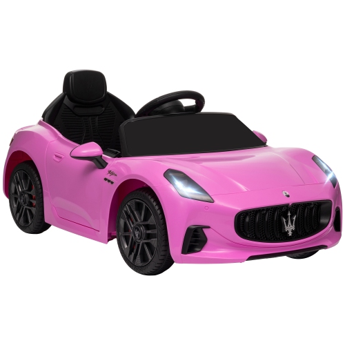 Qaba 12V Electric Car for Kids, Maserati Gran Turismo Licensed Battery Powered Kids Car with Remote Control, Soft Start, LED Lights, Music, Horn, MP3