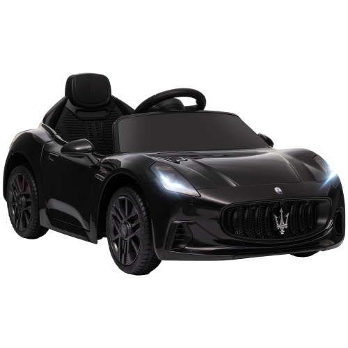 Qaba 12V Electric Car for Kids, Maserati Gran Turismo Licensed Battery Powered Kids Car with Remote Control, Soft Start, LED Lights, Music, Horn, MP3