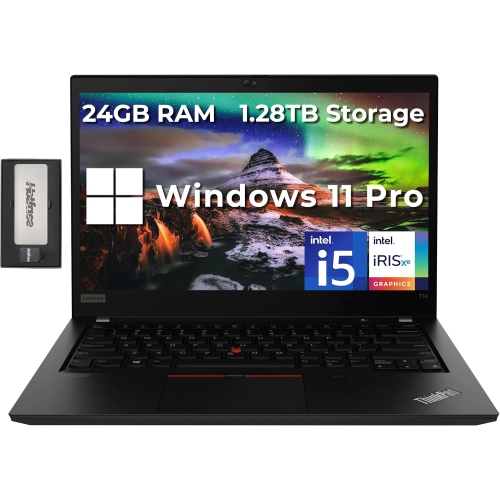 Lenovo ThinkPad T14 Gen 2 14" FHD Business Laptop, Intel i5-1135G7, 1.28TB Storage, 24GB RAM, Intel Iris Xe Graphics, Bluetooth, Black, Win 11 Pro