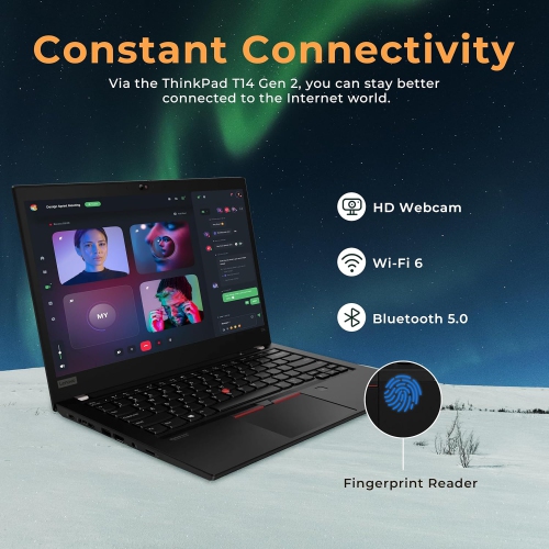 Lenovo ThinkPad T14 Gen 2 14" FHD Business Laptop, Intel i5-1135G7, 544GB Storage, 8GB RAM, Intel Iris Xe Graphics, Bluetooth, Black, Win 11 Pro