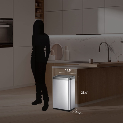 EKO Mirage X 80 Liter / 21.1 Gallons Motion Sensor Trash can, Brushed Stainless Steel