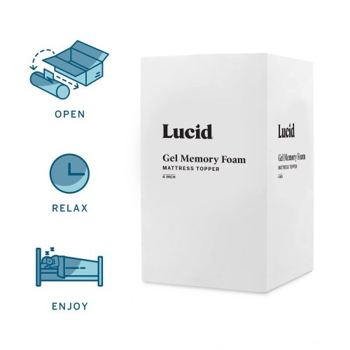 LUCID 4 Inch Gel Memory Foam Mattress Topper - Ventilated Design - Ultra Plush - Full