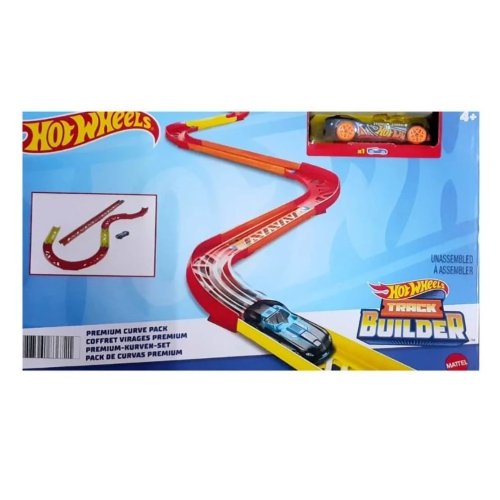 Hot Wheels Track Builder Unlimited Playset Premium Curve Pack, 16 Component Parts & 1:64 Scale Toy Car