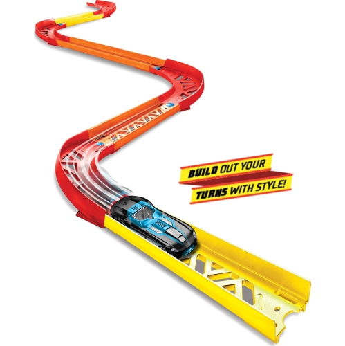 Ensemble de piste de course Hot Wheels, ensemble de jeu Track Builder Unlimited Premium Curve, 16 pièces et un véhicule à l'échelle 1:64.