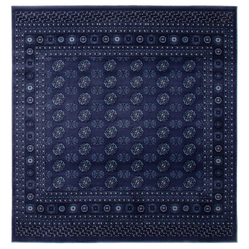 ECARPETGALLERY Blue Square Area Rug, Bokhara Oriental Tekke Carpet for Living Room Bedroom, 6'7'' x 6'7'', 385500