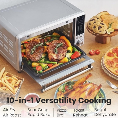 Refurbished Excellent-Comfee' CFO SA231 Toaster Oven & Air Fryer with Ultra-Rapid Heat Technology, 1750W Stainless Steel