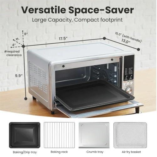 Refurbished Excellent-Comfee' CFO SA231 Toaster Oven & Air Fryer with Ultra-Rapid Heat Technology, 1750W Stainless Steel