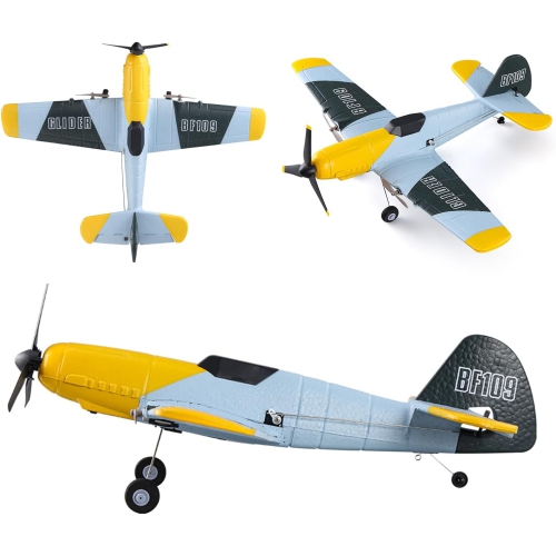 3 Channel RC Plane BF-109 with Remote Control, Ready to Fly, Features 2.4GHz Technology and a 6-Axis Gyro Stabilizer, Designed for Easy Operation for