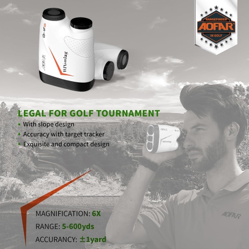 Golf Rangefinder with Slope On/Off, Pulse Vibration Flag Lock, Measures Distances up to 600 Yards, Features Continuous Scan and High Precision, An Id