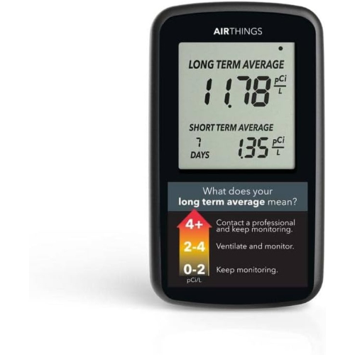 Corentium Home Radon Detector 2350, Portable and Lightweight for Easy Use, Operates on (3) AAA Batteries, USA Version, Measures in pCi/L
