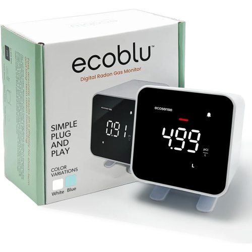 EcoBlu EB100 Home Radon Detector that Captures and Displays Results Every 10 Minutes, Providing Short and Long-Term Continuous Monitoring with an Eas