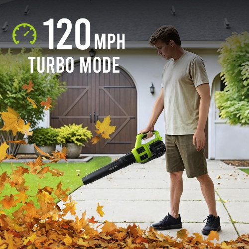 21V Electric Cordless Leaf Blower with 4.0Ah Battery Pack; Lightweight Battery-Powered Blower with 120 MPH and 480 CFM for Lawn Care, Patio Cleaning,