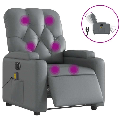 Fauteuil de massage électrique inclinable vidaXL en similicuir gris