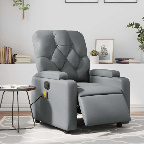 Fauteuil de massage électrique inclinable vidaXL en similicuir gris