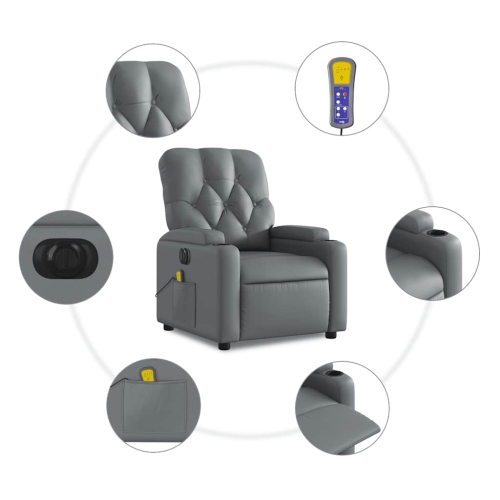 Fauteuil de massage électrique inclinable vidaXL en similicuir gris