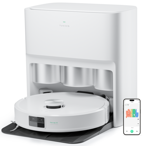 TUVACS Q10 Smart Robot Vacuum - Automatic Cleaning Self-Washing Station, Powerful 180 RPM Vacuum & Mop, AI Obstacle Avoidance, Long-Lasting Cleaning,