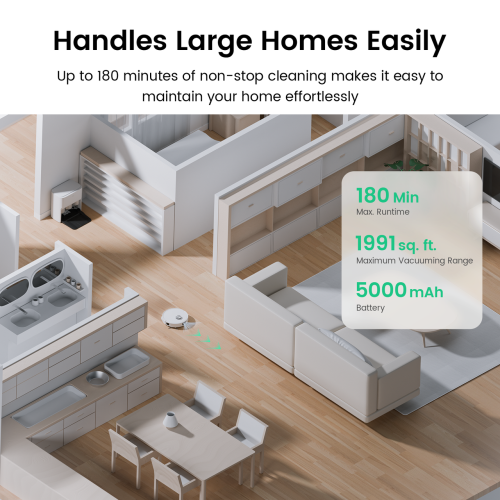 TUVACS Q10 Smart Robot Vacuum - Automatic Cleaning Self-Washing Station, Powerful 180 RPM Vacuum & Mop, AI Obstacle Avoidance, Long-Lasting Cleaning,