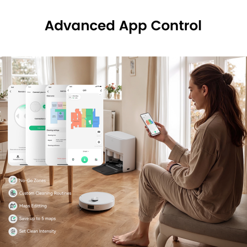 TUVACS Q10 Smart Robot Vacuum - Automatic Cleaning Self-Washing Station, Powerful 180 RPM Vacuum & Mop, AI Obstacle Avoidance, Long-Lasting Cleaning,