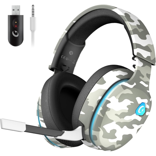 Wireless Gaming Headphones works with xbox, PS5, PS4, PC, Mac, and Nintendo Switch. Bluetooth 5.2 headset with detachable noise-canceling mic, stereo