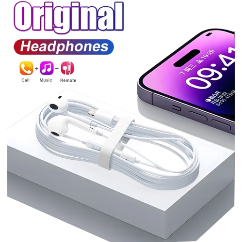 NEW Original Headphones For Apple iPhone 15 14 13 11 12 Pro Max Plus XS XR 7 8 In-ear Lightning 3.5 mm Wired Bluetooth Earphones