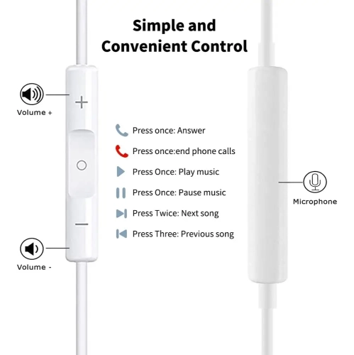 Original Wired Earphones For iPhone 15/14/13/12/11 Pro Max 7/8Plus XR/XS/SE/X iPad In-Ear Earbuds Lightning USB-C 3.5mm Earphone