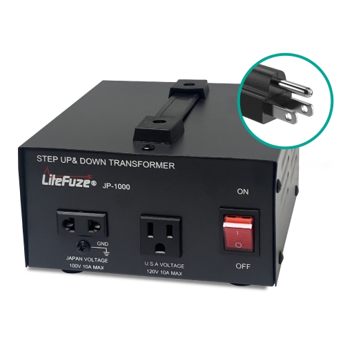 LiteFuze 1000W Step-Up/Step-Down Transformer with Dual Sockets - Premium Copper Coil, Noise Reduction, and Circuit Breaker Protection