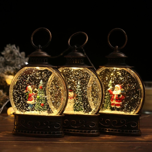 Christmas Decoration Storm Lantern Hand Gift Santa Claus Water Injection Portable Small Night Lamp Christmas Small Ornaments Dream Night Light