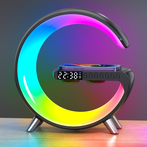 Multifunction Wireless Charger Pad Stand Speaker TF RGB Night Light 15W Fast Charging Station for iPhone Samsung Xiaomi Huawei