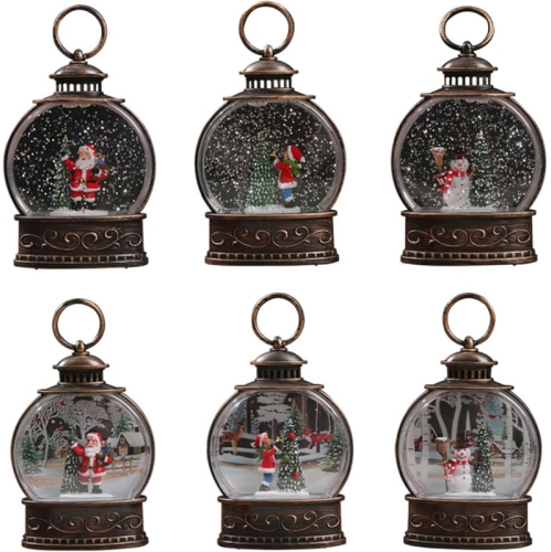 Décoration de Noël Lanterne tempête cadeau à la main Père Noël Injection d'eau Petite veilleuse portative Décoration de Noël Petite décoration de