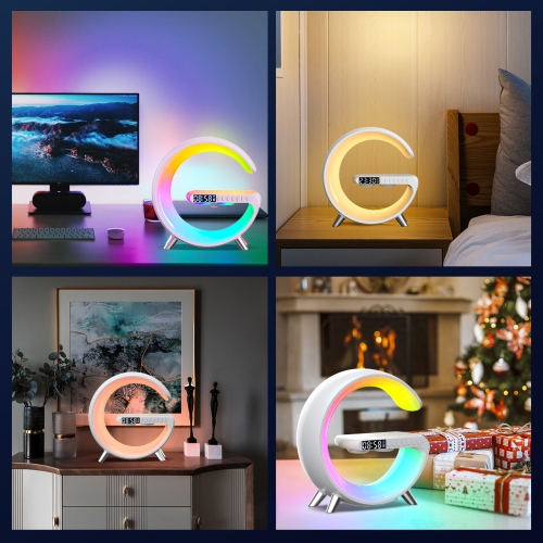 Multifunction Wireless Charger Pad Stand Speaker TF RGB Night Light 15W Fast Charging Station for iPhone Samsung Xiaomi Huawei
