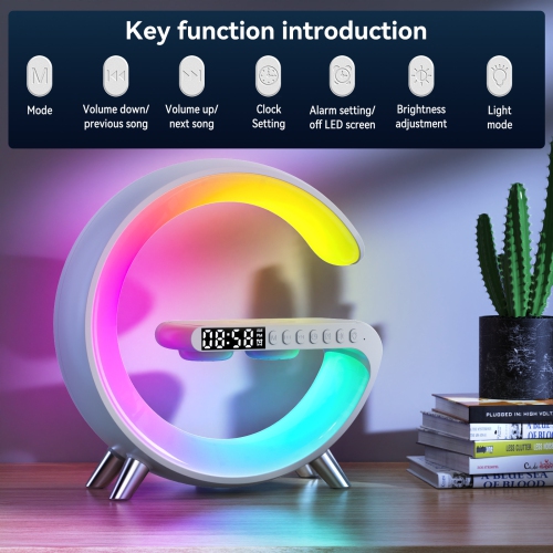 Multifunction Wireless Charger Pad Stand Speaker TF RGB Night Light 15W Fast Charging Station for iPhone Samsung Xiaomi Huawei