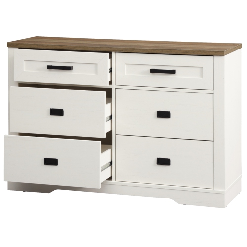 WAMPAT Dresser for Bedroom with 6 Drawers, 47" Wide Storage Chest of Drawers, Wood Closet Chests Organizer for Clothes, Kids Room, Living Room,