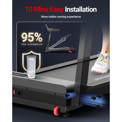 HARISON Treadmill for Home with Incline, 3.0HP Running Machine with 300 lbs Weight Capacity, 17.72" Wide Tread Belt, Bluetooth Speaker