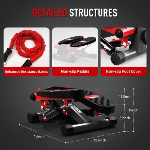 HARISON Mini Stepper for Home with Enhanced Resistance Bands, Stepper Machine for Home 330lbs, Stair Step Workout Machine with LCD Monitor for Fully