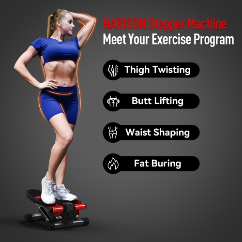 HARISON Mini Stepper for Home with Enhanced Resistance Bands, Stepper Machine for Home 330lbs, Stair Step Workout Machine with LCD Monitor for Fully