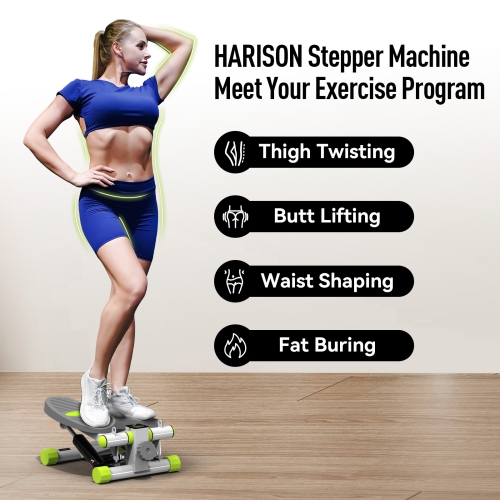 HARISON Mini Stepper for Exercise with Enhanced Resistance Bands, Stair Stepper for Home 330lbs Capacity, Aerobic Exercise Stepper Machine with LCD