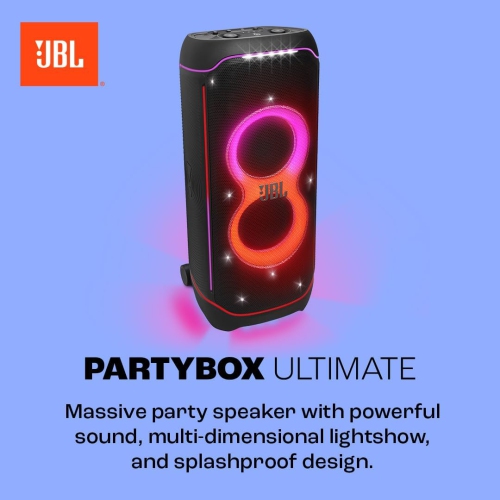 PartyBox Ultimate de JBL - Haut-parleur de fête massif avec son puissant, jeu de lumière multidimensionnel, résistance aux éclaboussures - Noir - BO