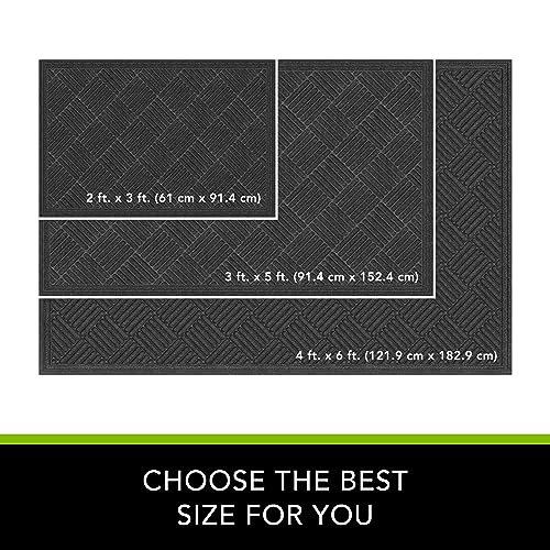 Apache Mills Textures Crosshatch Entrance Mat, 3-Feet by 5-Feet, Charcoal