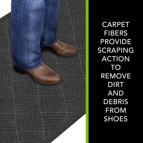 Apache Mills Textures Crosshatch Entrance Mat, 3-Feet by 5-Feet, Charcoal